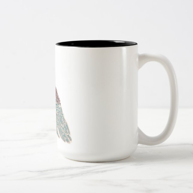 Taza Bicolor Ave rojo con flores azules (Derecha)
