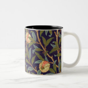 Taza Bicolor Ave William Morris Y Floral Vintage Pomegranada