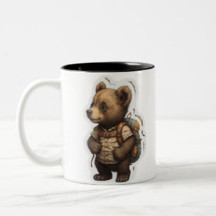 Taza Bicolor Aventura de aventura: Mochila de oso lindo