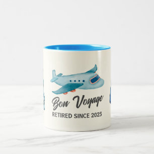 Taza Bicolor Aventura de viaje de jubilación en avión