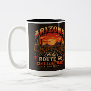 Taza Bicolor Aventura del café del centenario de la ruta 66 del