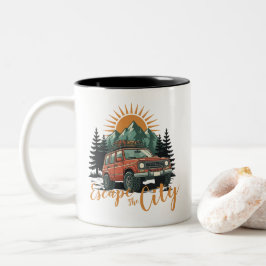 Taza Bicolor Aventura Vintage Overland 4x4 Escapa de la Ciudad