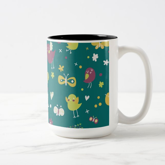 Taza Bicolor Aves caprichosas y mariposas (Derecha)