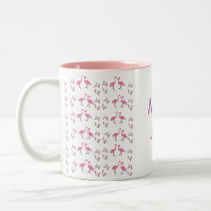 Taza Bicolor Aves Flamingo Rosadas