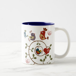 Taza Bicolor Aves Folkart