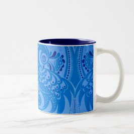 Taza Bicolor Aves pavos reales orientales azules