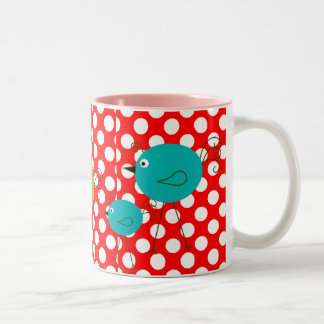 Taza Bicolor aves retro