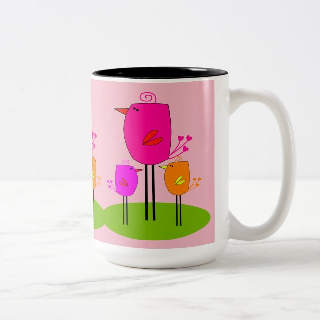Taza Bicolor aves retro 2 (Derecha)
