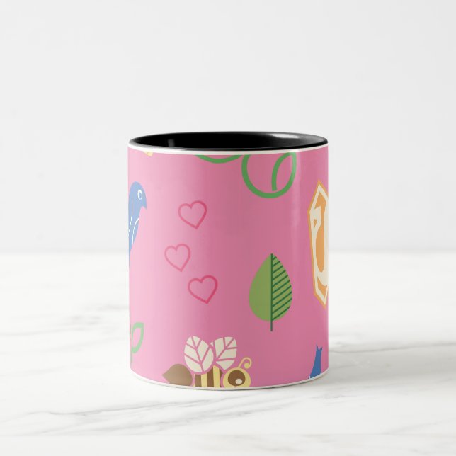 Taza Bicolor Aves superchica y abejas rosadas (Centro)
