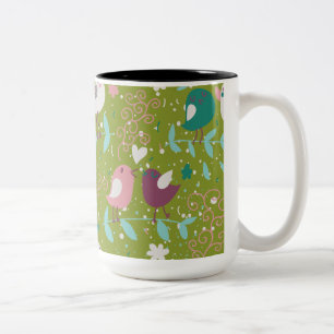 Taza Bicolor Aves tiritas en vides