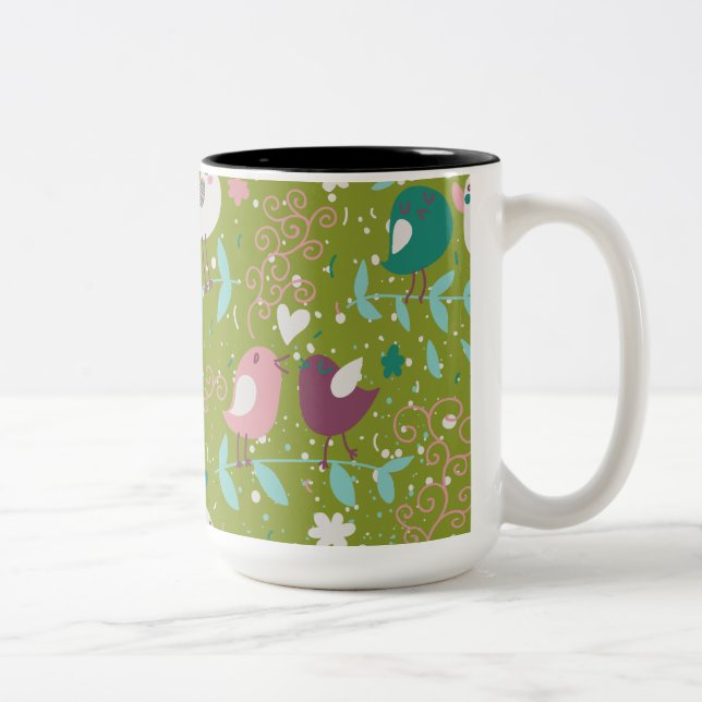 Taza Bicolor Aves tiritas en vides (Derecha)