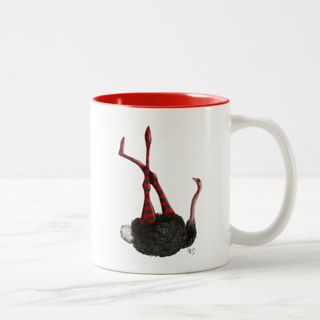 Taza Bicolor avestruz con piernas a rayas (Derecha)