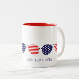 Taza Bicolor Aviador Patriótico USA Gafas de sol Añadir propio