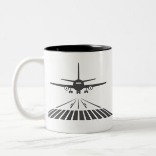 Taza Bicolor Avión despegando del Ilustracion Runway
