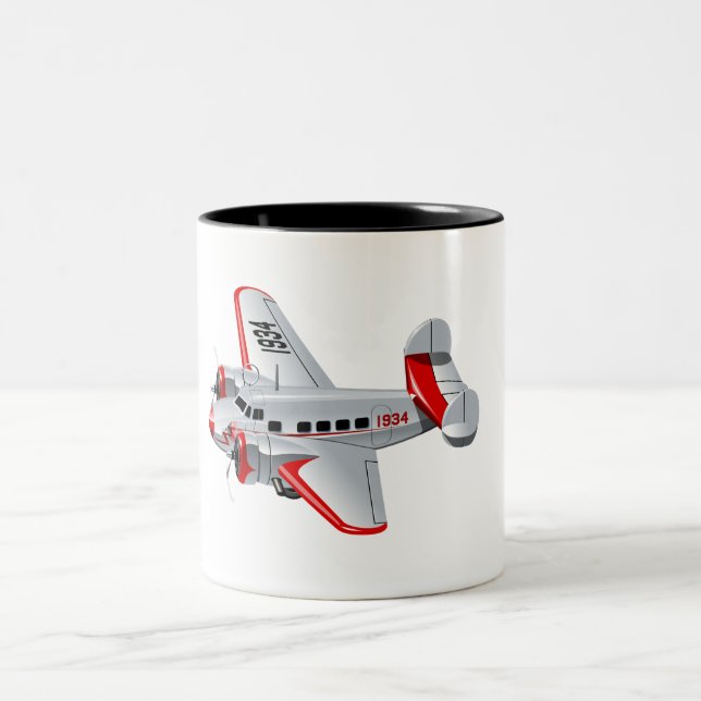Taza Bicolor avión retro personalizado (Centro)