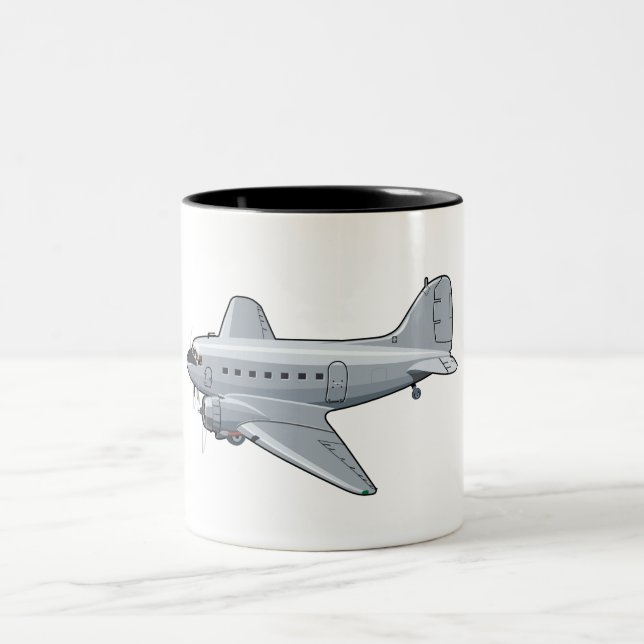 Taza Bicolor avión retro personalizado (Centro)