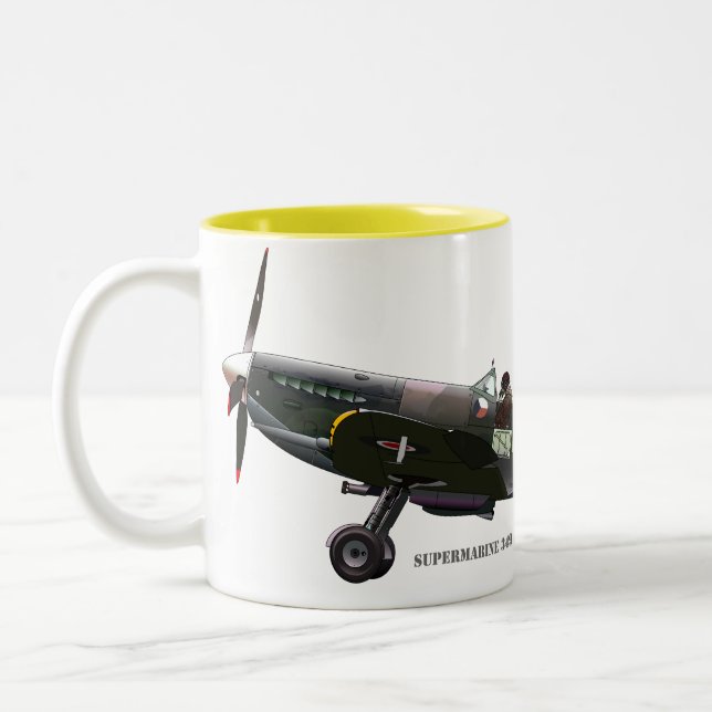 Taza Bicolor Avión Spitfire (Izquierda)