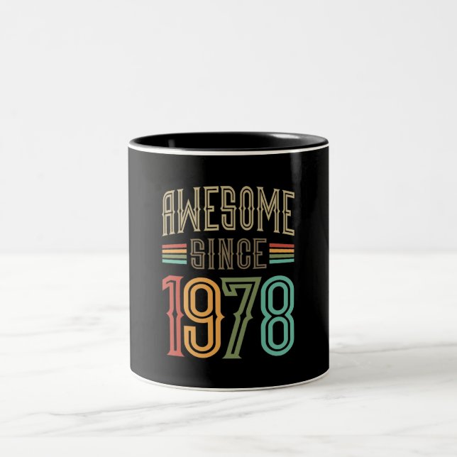 Taza Bicolor Awesome Since 1978 44th Birthday Funny Retro (Centro)