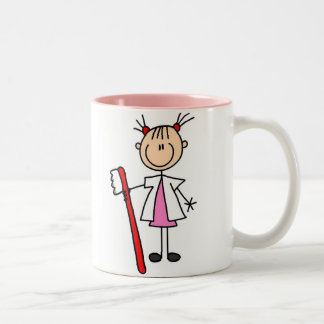 Taza Bicolor Ayudante de dentista con el cepillo de dientes