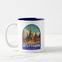 Ayutthaya Tailandia Emblema de arte de viajes