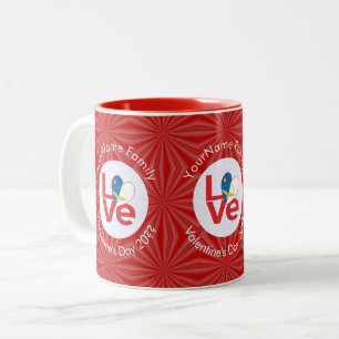 Taza Bicolor Azores Red Love Heart Personalizado