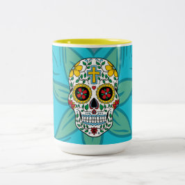 Taza Bicolor Azúcar Skull Flower Eyes Mug