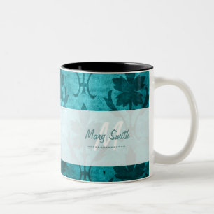 Taza Bicolor Azul blanco inicial de encargo del modelo del