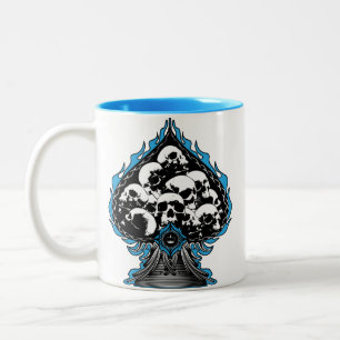 Taza Bicolor Azul Flamante con Skulls