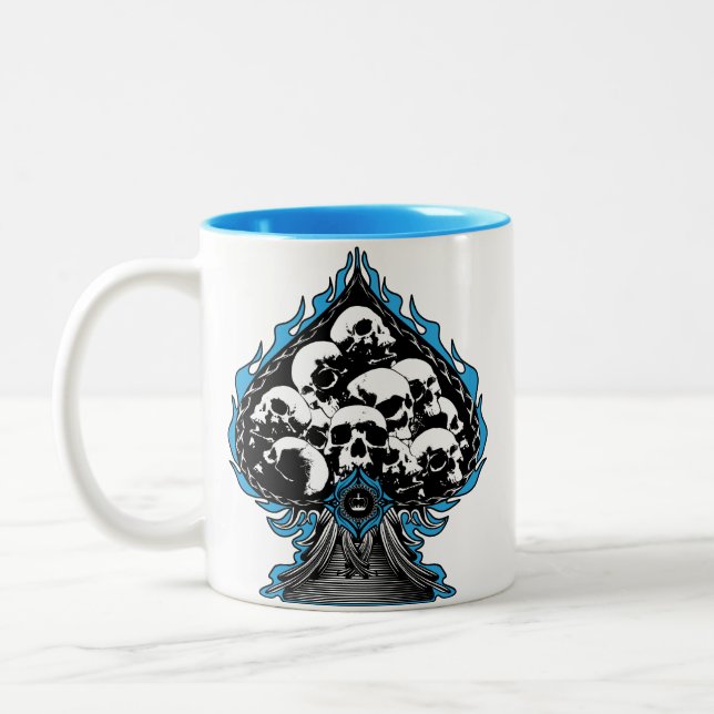 Taza Bicolor Azul Flamante con Skulls (Izquierda)