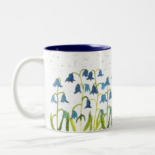 Taza Bicolor Azul floral Naturaleza acuarela Madera Bloom