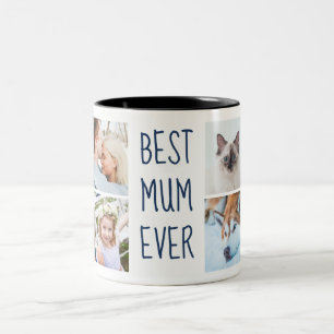 Taza Bicolor Azul Marino   Mejor foto de mamá de todos los Pers