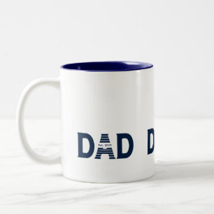Taza Bicolor Azul Marino Papá Establecido Regalo Para Nuevo Pap
