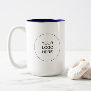 Taza Bicolor Azul Marino y Blanco Logotipo de Empresa Minimalis