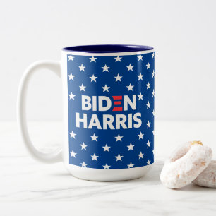 Taza Bicolor Azul patrón de estrellas blancas Biden/Harris