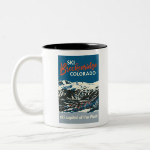 Taza Bicolor Azul Poster de Ski BReckenridge