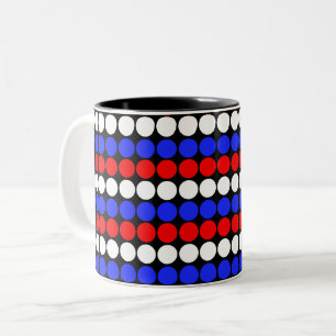 Taza Bicolor Azul Rojo Blanco Lunares Rayas Moderno