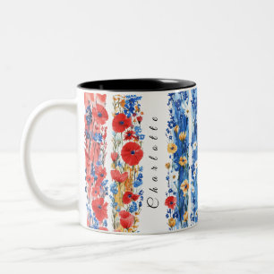 Taza Bicolor azul rojo personalizado de flowersmug