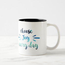 Taza Bicolor Azul verde azulado Elegir alegría cada día cita mo