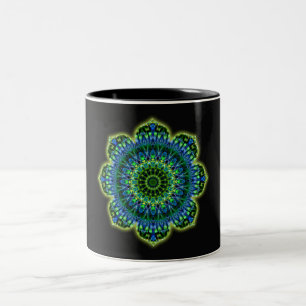 Taza Bicolor azul verde Mandala