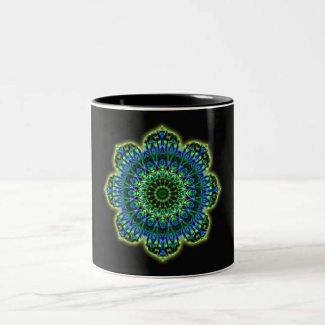 Taza Bicolor azul verde Mandala (Centro)