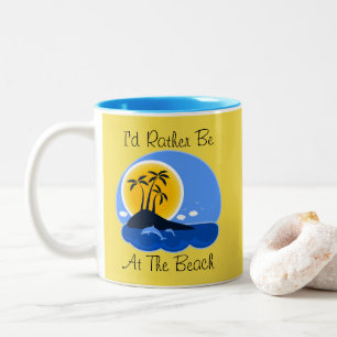 Taza Bicolor Azul y amarillo estaría bastante en la playa