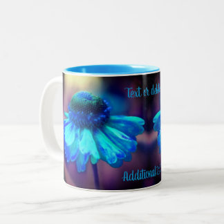Taza Bicolor Azul Zinnia Flor Arte Personalizado