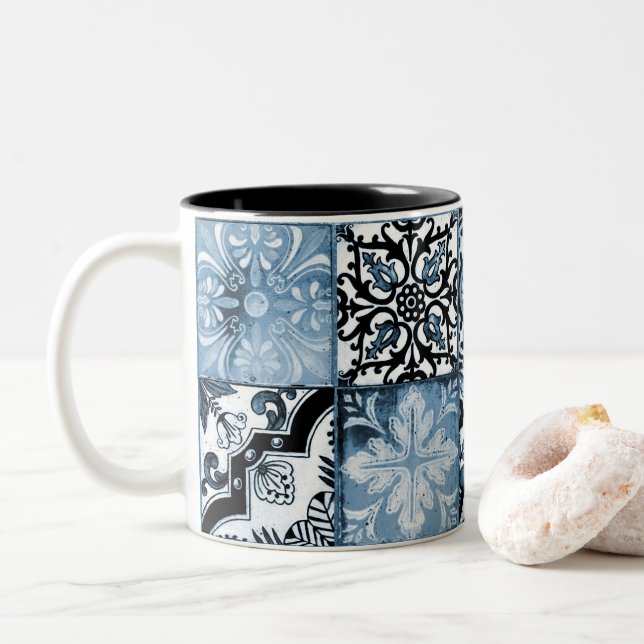 Taza Bicolor Azulejo de Océano (Con donut)