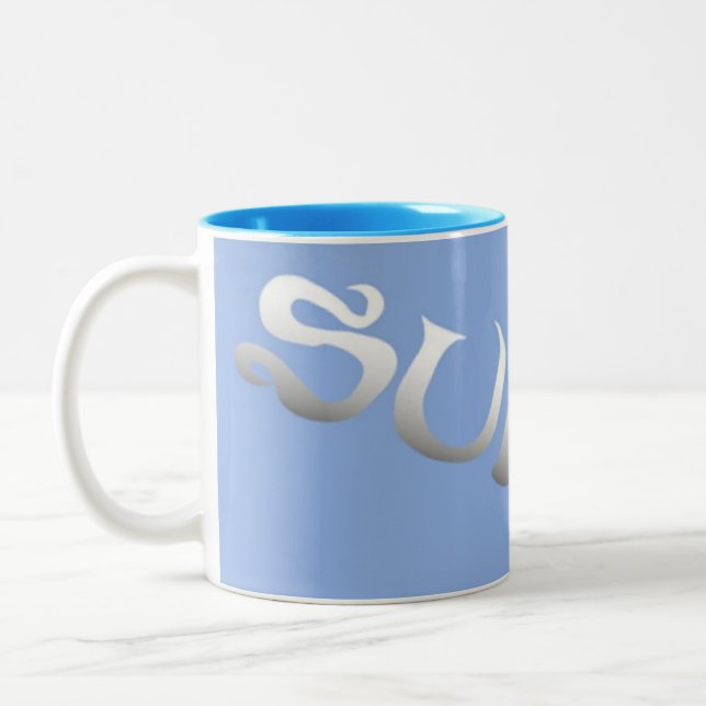 Taza Bicolor Azulejos azul surf dos tonalidades mug (Izquierda)