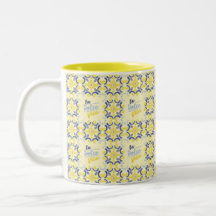 Taza Bicolor Azulejos de vida italiana