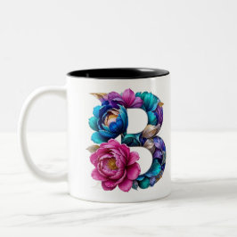 Taza Bicolor B Café Mug - Diseño floral para regalo