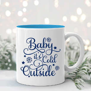 Taza Bicolor Baby hace frío afuera Navy Script Fiesta