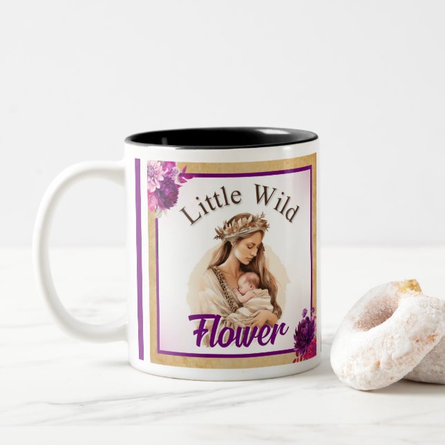 Taza Bicolor Baby Shower Purple Boho (Con donut)