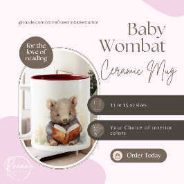 Taza Bicolor Baby Wombat Reader Ceramic Mug