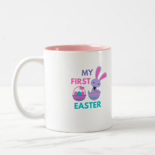 Taza Bicolor Babys primera Pascua Funny Rabbit Coffee Mug